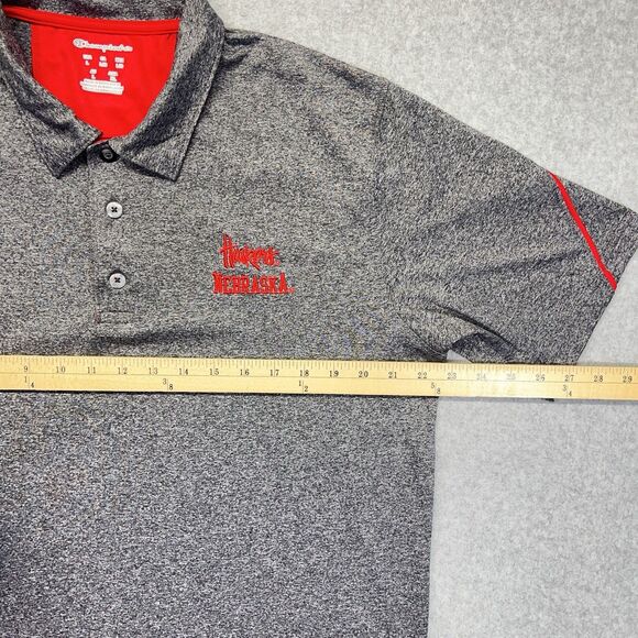 Champion Elite Nebraska Cornhuskers Golf Polo Shirt Mens Large L Gray - Picture 9 of 11